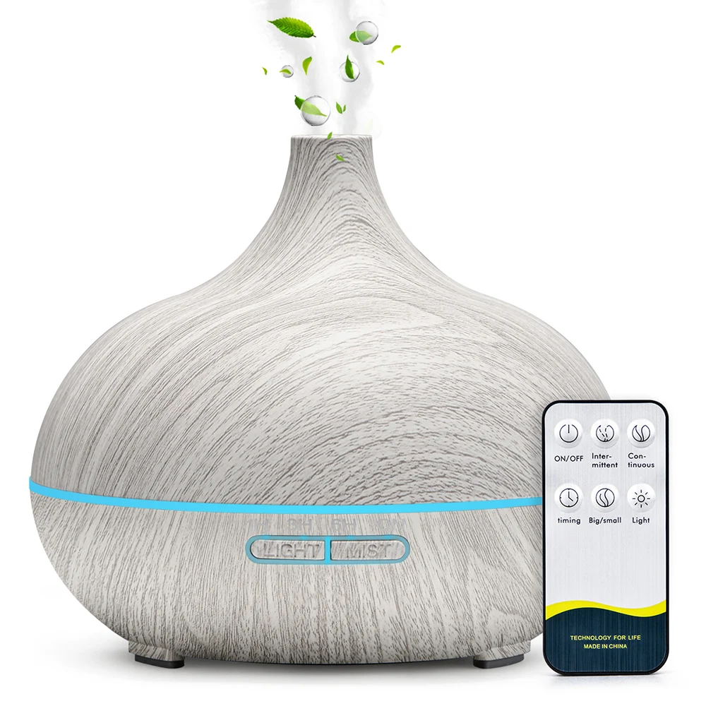 Humidificador de aire, difusor de aceites esenciales de 500ML con luces, Control remoto, difusor de aromaterapia eléctrico por ultrasonido