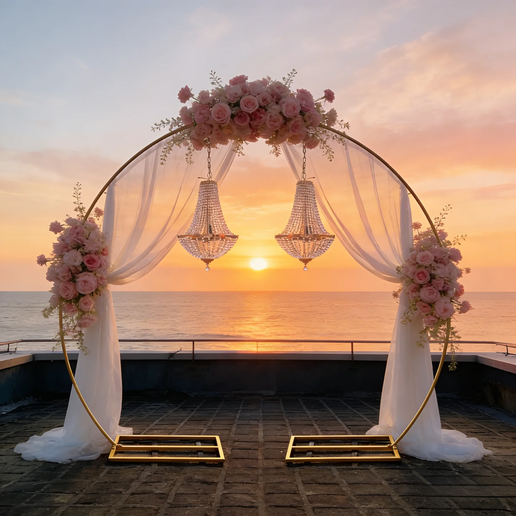 

Luxury Wedding Flower Arch with Crystal Chandelier Pendant Backdrop Stand Aisle Walkway Centerpieces Road Lead Party Decor