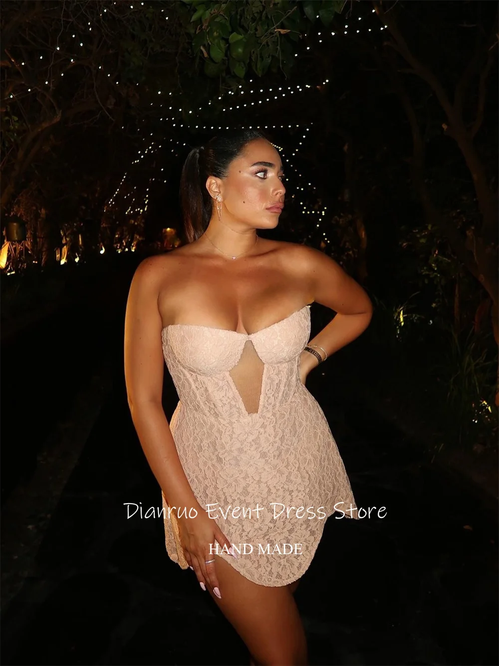 Dianruo A Line уникальные свадебные платья с вырезами, короткие платья Vestidos Novia Bohemio, высококачественные кружевные платья для выпускного вечера по индивидуальному заказу