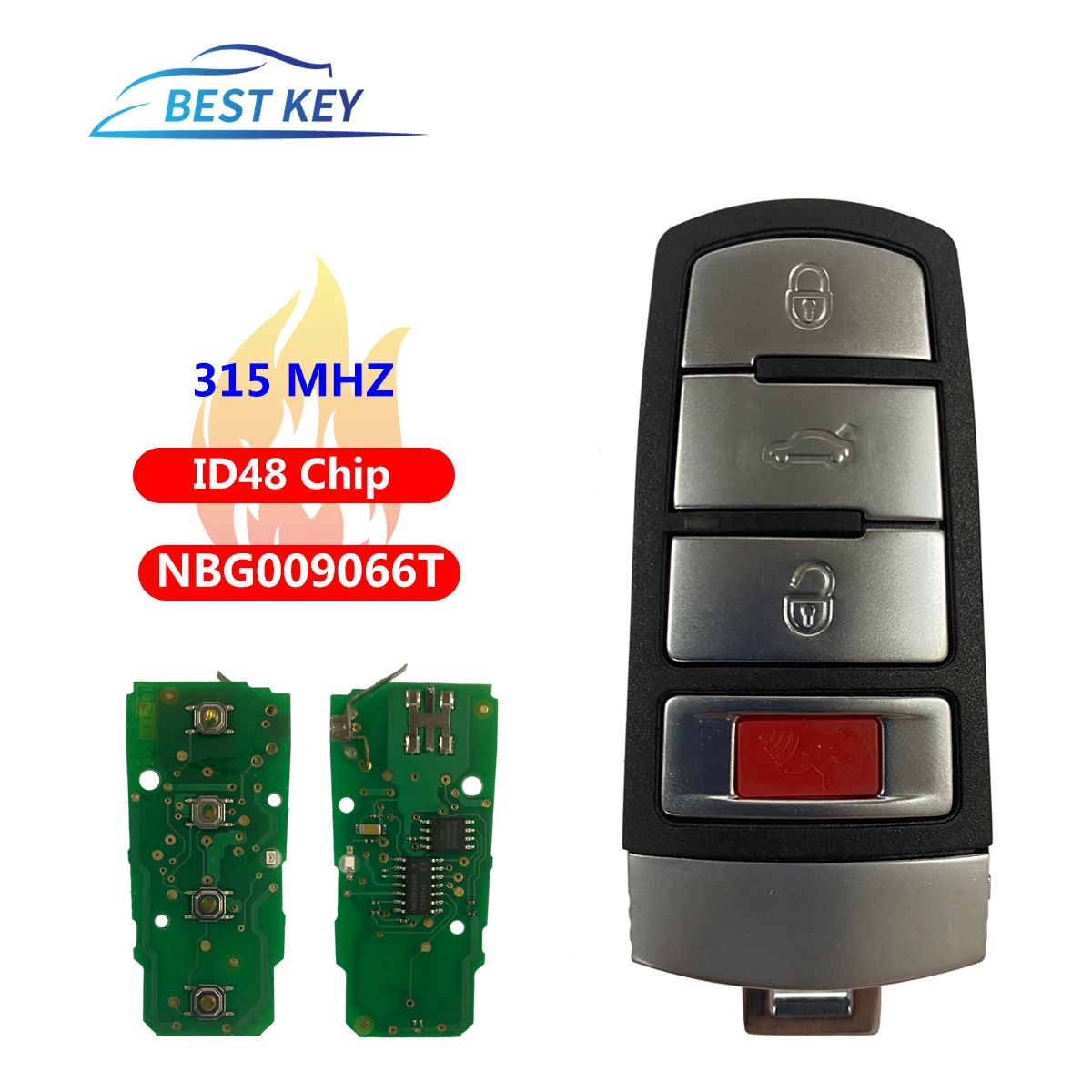 

BEST KEY Car Remote Control Key For VW Volkswagen Passat 2006-2013 CC 2009-2015 Promixity Card ID48 Chip 315MHz NBG009066T