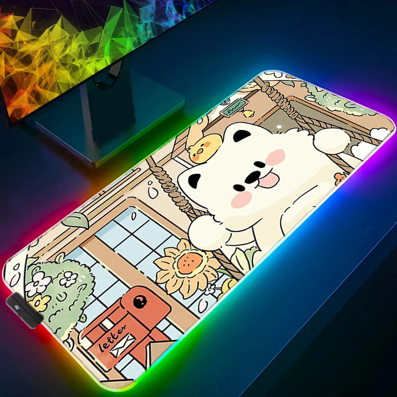 

RGB LED Mouse Pad Gaming New Mousepad MousePads Baby Bear Table Keyboard Pad Non-Slip Personality-Filled Soft Computer Desk Mat