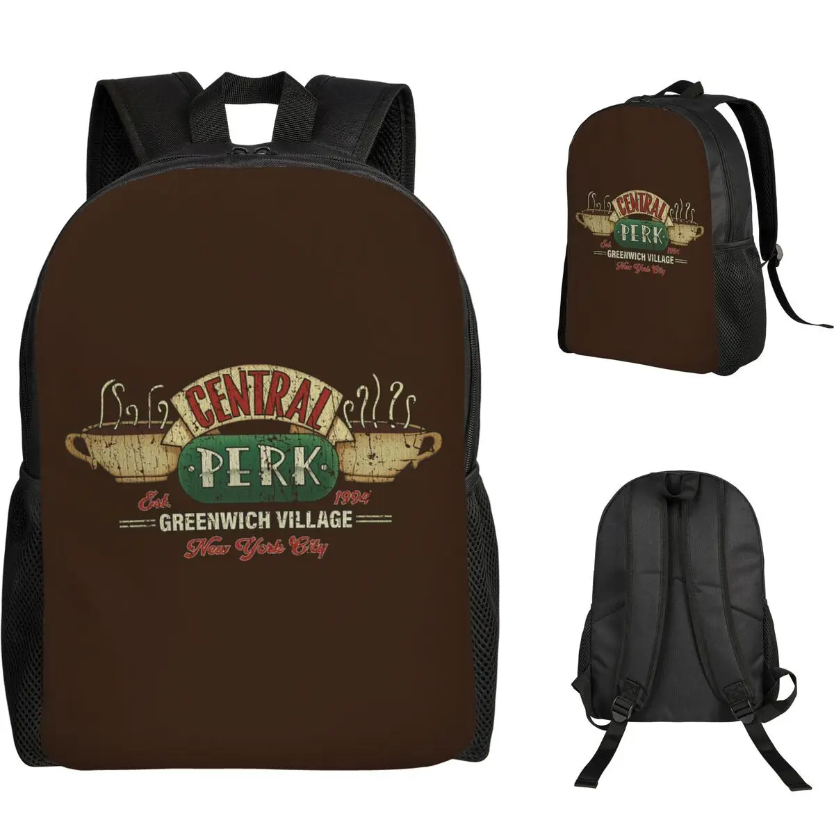 Central Perk Friends Logo Backpack Student Boys Girls BookBag School Bag Laptop Shoulder Bags