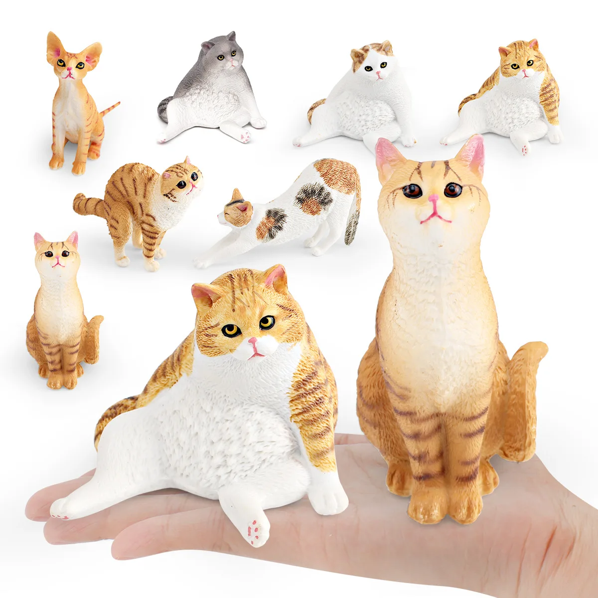 Mini Realistic Devon Rex Cat Model Figurine Stretching Lazy Squatting Pose Curly Hair Cat Animal Miniature Desktop Decoration
