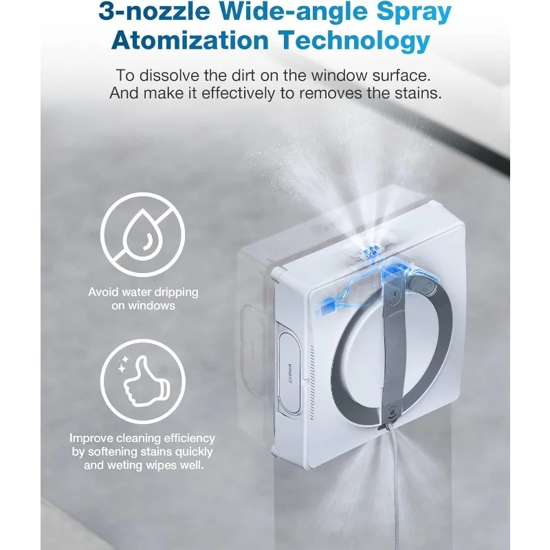 ECOVACS Winbot W2 Omni Робот для мытья окон, интеллектуальная уборка с широкоугольной технологией распыления с тремя насадками, всасывание 5500 Па