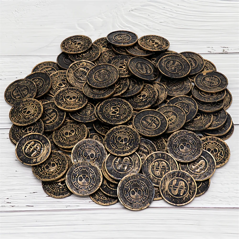 10/30/60pcs Retro Plastic Pirate Coin Kids Party Supplies Halloween Decoration Fake Treasure Party Gift Kids Favor Birthday Toys
