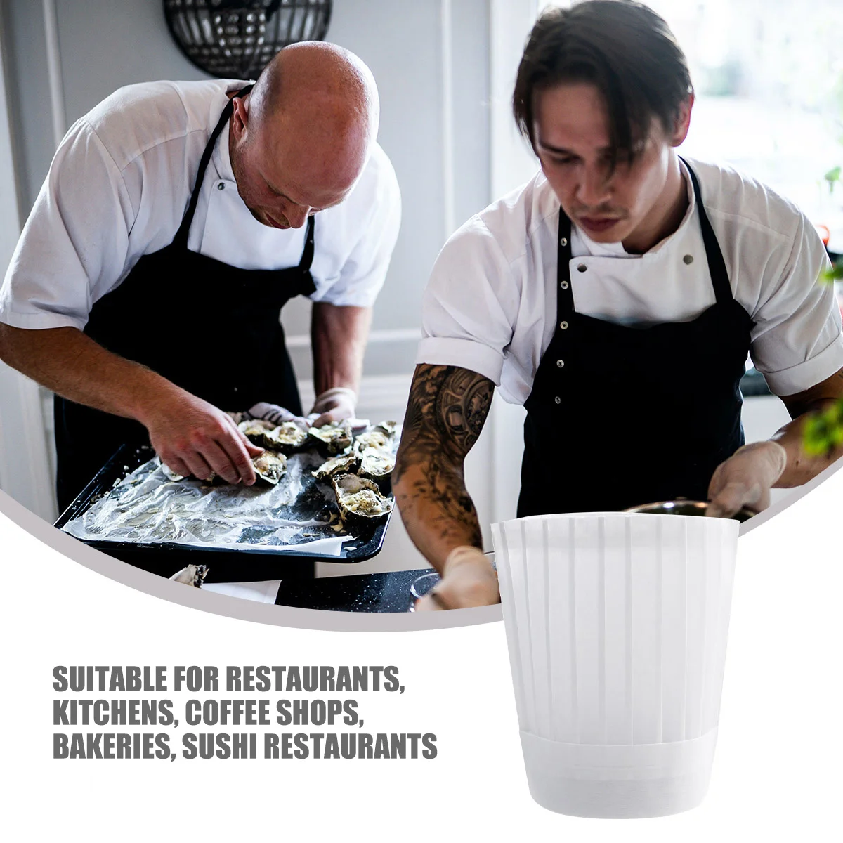 Chef Hat 5Pcs Disposable Cooking Cap for Kitchen Workers Restaurant Bakers Unisex Food Server Working Hat