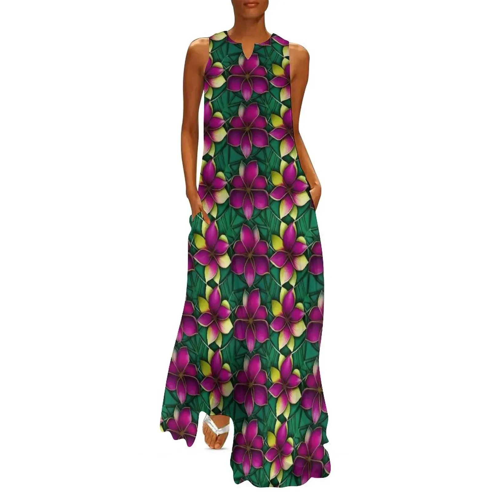 

Funky Plumeria Long Dress Women's summer long dress women's clothing trend 2025 Women dresses summer Dress