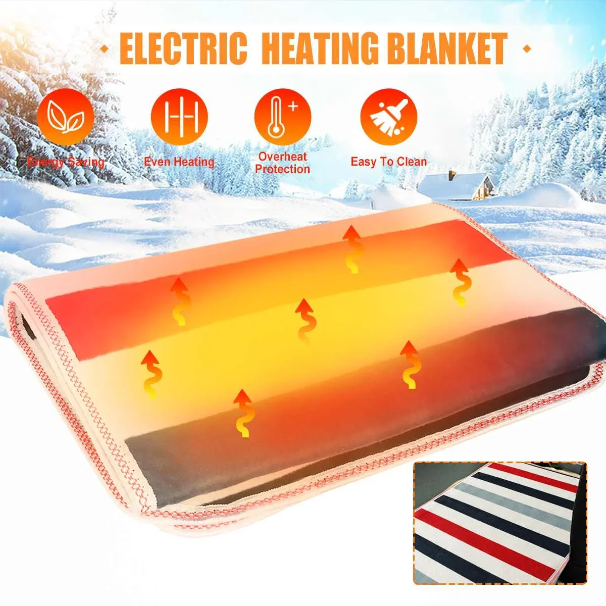 Home Electric Heating Blanket Thermostat Throw Single Body Warmer Bed Mattress Winter Electric Heated Carpets Mat 12V/24V