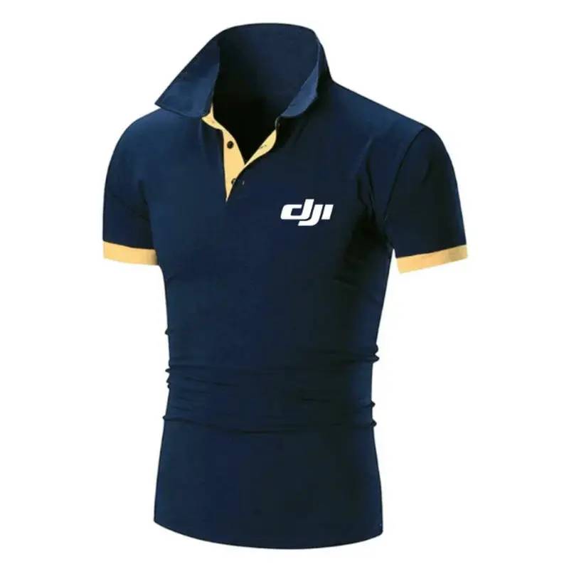 2025 marke Neue männer T-shirt Revers Casual kurzarm Nähte Männer T-shirt Für Männliche DJI Druck Pullover Top mann T Shirt – Detail 6