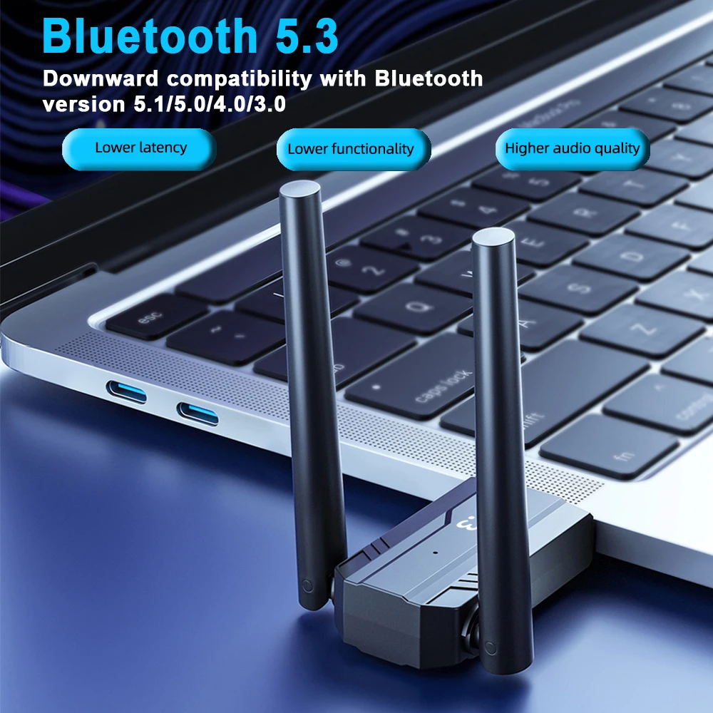 Adattatore USB Bluetooth 5.4 da 150 m Dongle 5.3 per PC Mouse wireless Tastiera Musica Audio Ricevitore Bluetooth Trasmettitore Driver gratuito