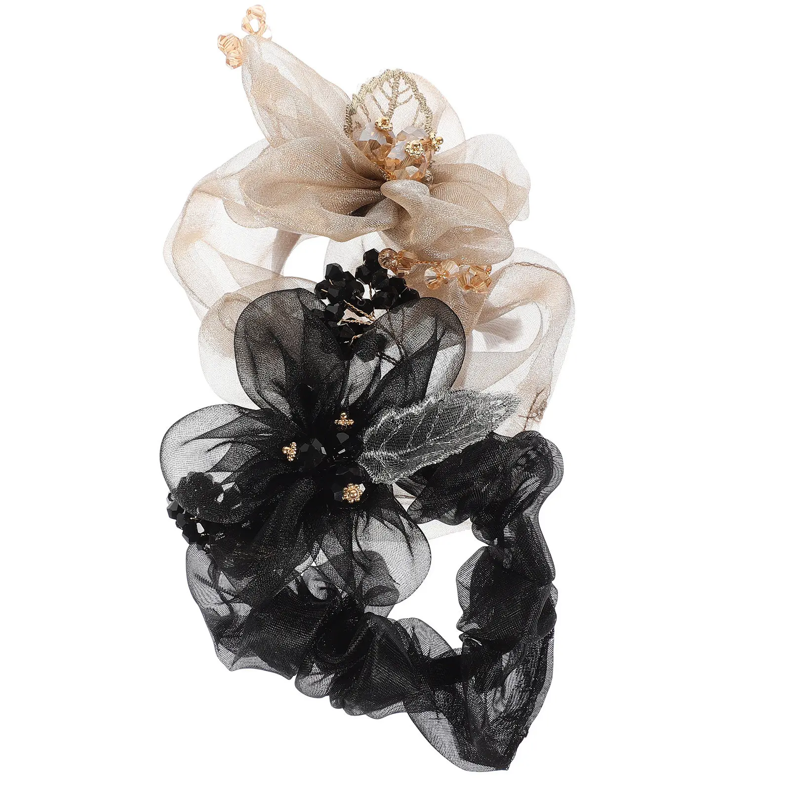 

2Pcs Elastic Hair Scrunchies for Women Large Stretchy Organza Bun Holders Lightweight Damage-Free Hair Ties for Prom Wedding