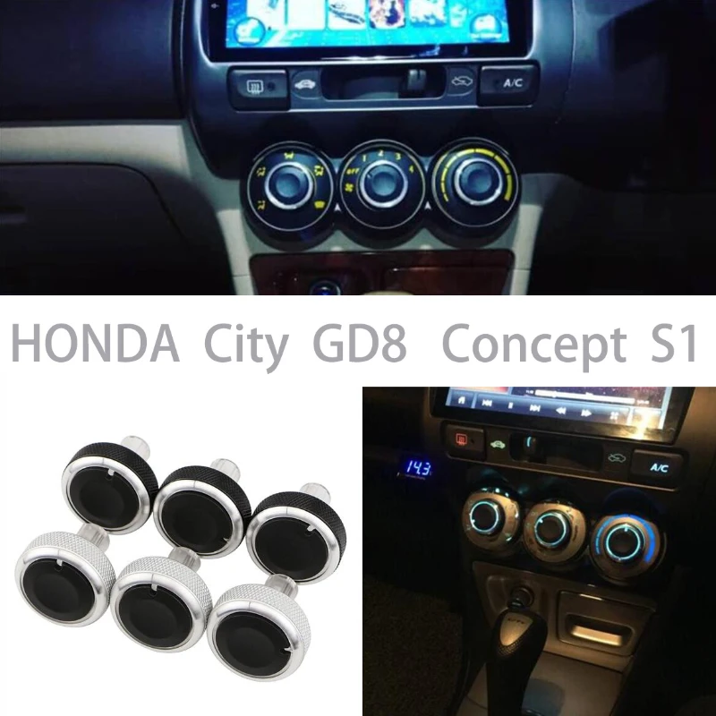 Car AC Knobs for Honda Old Fit 2002 - 2010 A/C Heat Control Air Conditioning Knob Aluminum Alloy Accessories