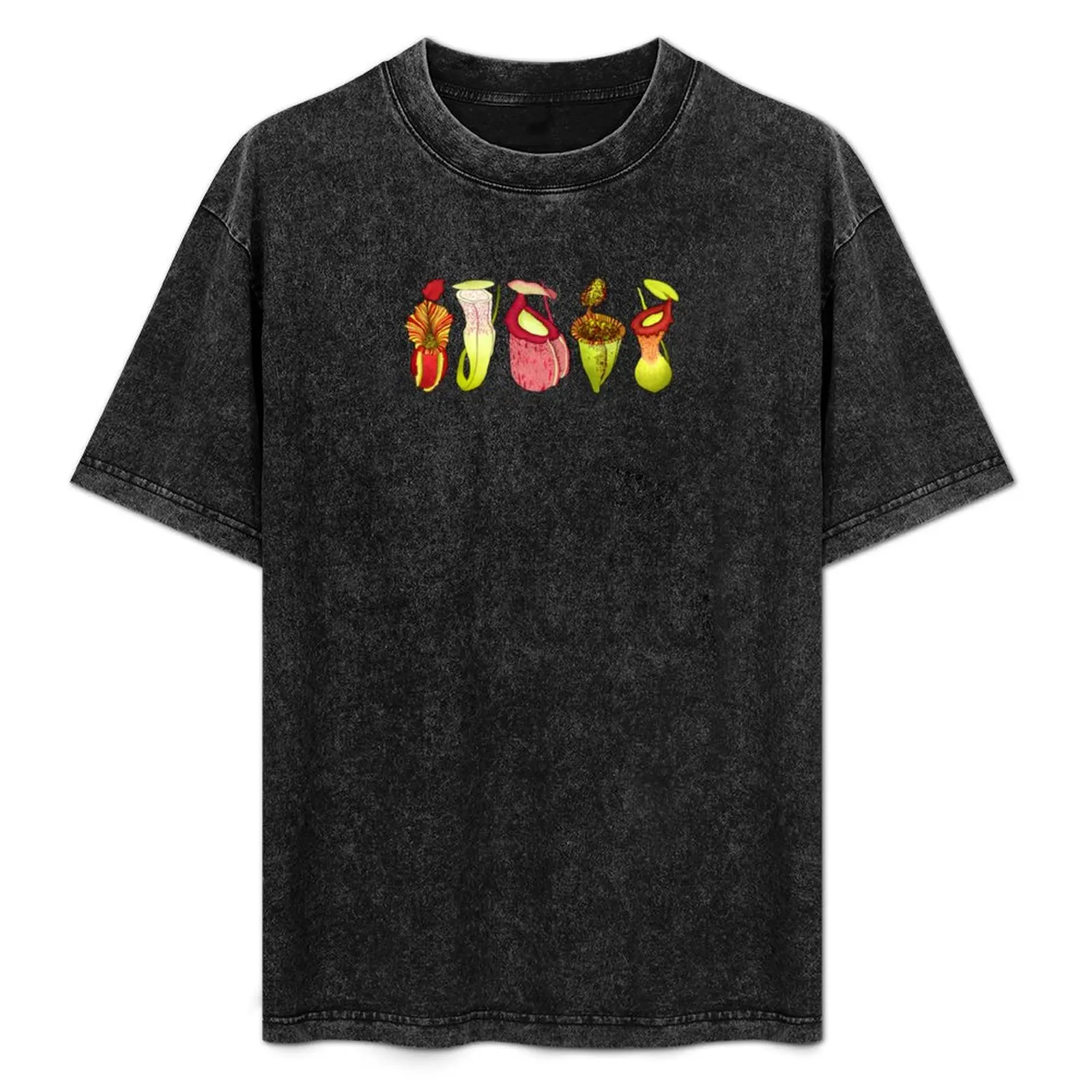 Five Carnivorous Nepenthes Pitcher Plants on Dark Green T-Shirt customs blanks black t-shirts for men