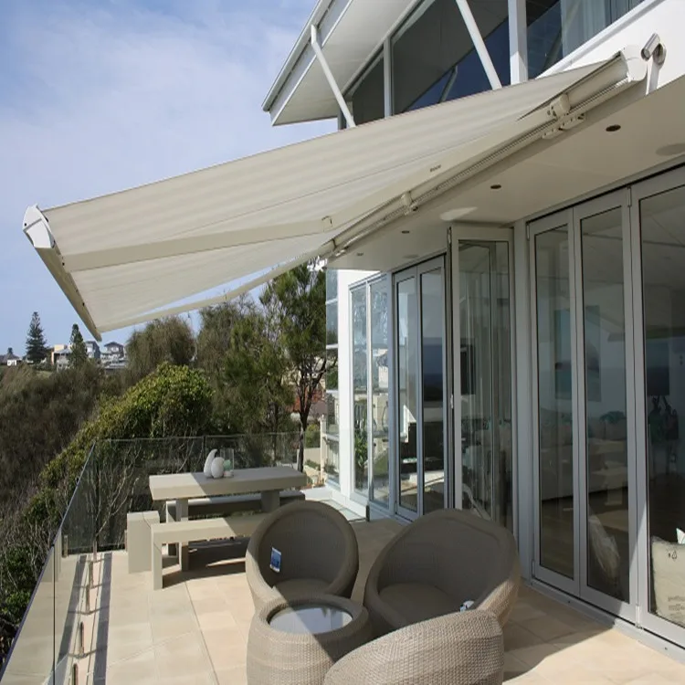 

Retractable Window Awning Canopy Aluminium Sunshade Waterproof Outdoor Roller Shade Manual Retractable Door With Aluminum Alloy