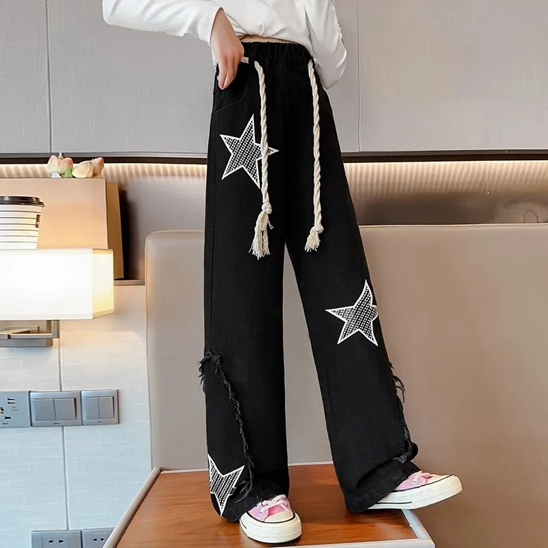 2025 New Trendy Tween Girls Autumn Winter Jeans Long Pants Fashionable School Outfits for 8-12 Years