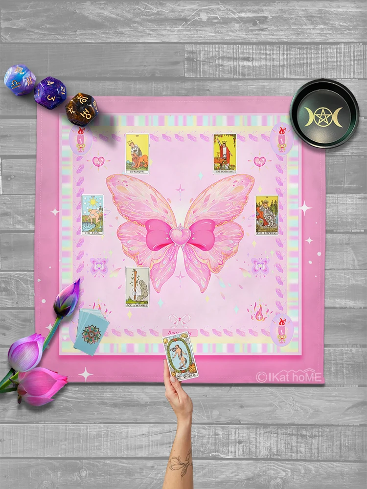 Rosa farfalla tarocchi carta tovaglia altare panno stregoneria astrologia forniture decorativo Lenormand Oracle Deck Card Pads Drop