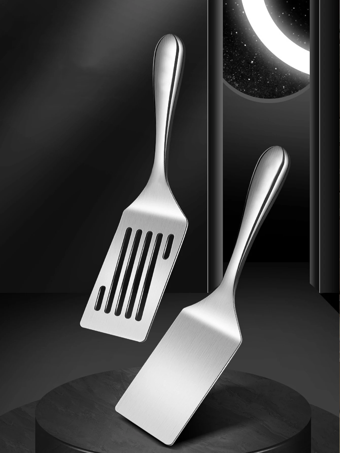 2 Stück/1 Stück Kleine Edelstahl-Spatel, Grillwender, Verdickter Kleiner Bratspatel, Metall-Kochspatel