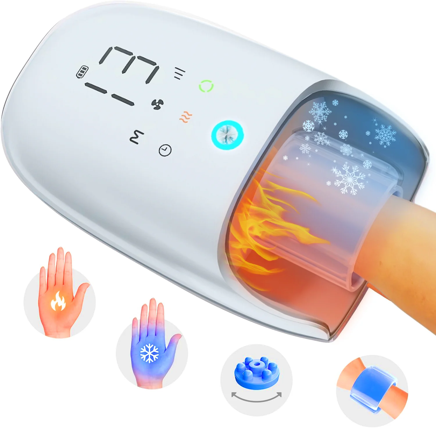 

Shiatsu Cooling Healthpal Body Spa Massager USB-Powered Palm Hand Massage with Heat and Vibration for Fingers Wrist & Feet