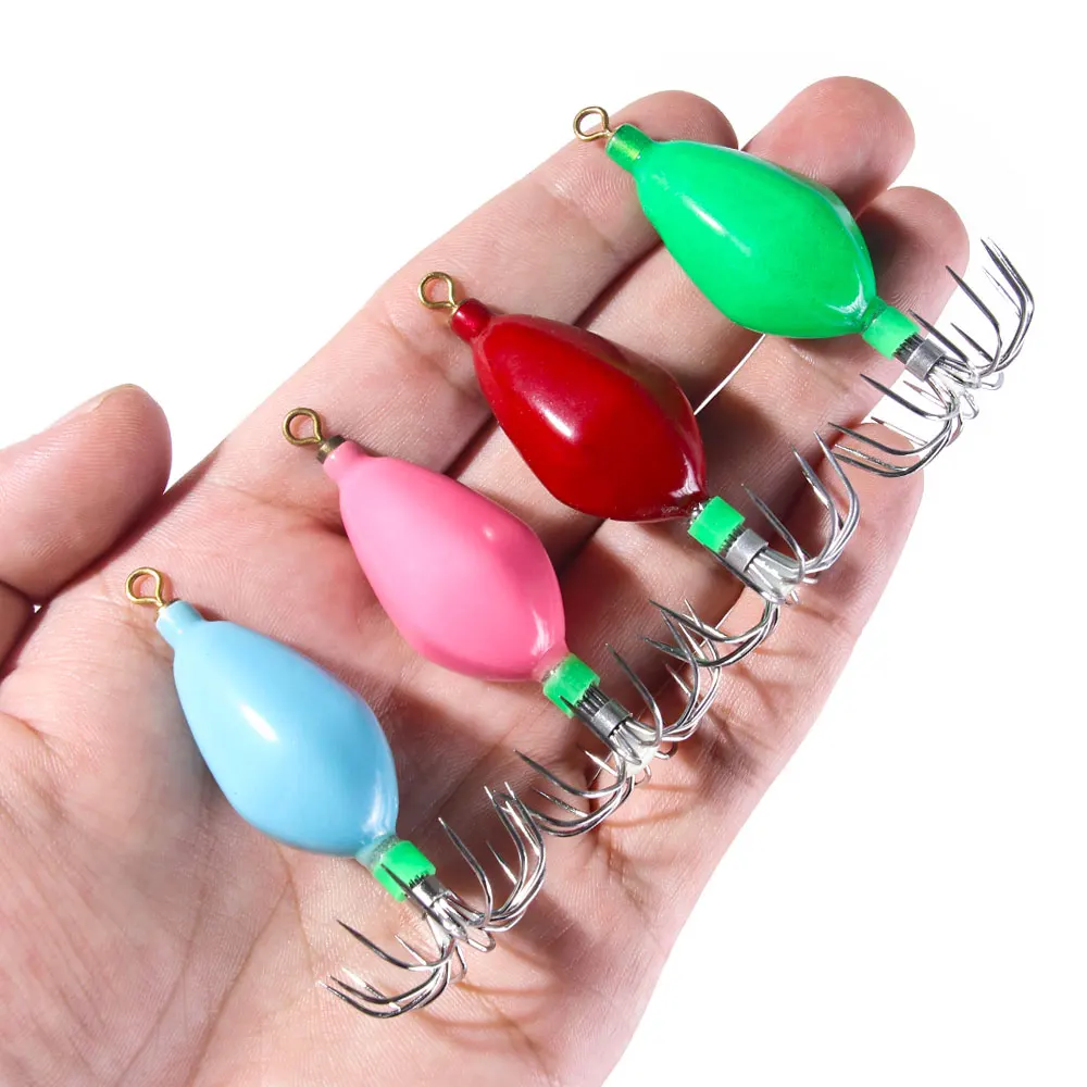 HENGJIA 1PCS Luminous Swivel Squid Octopus Hook 50.6g  Octopus Weight Ball Fishing Lure For Sea Boat Fishing Fishhook