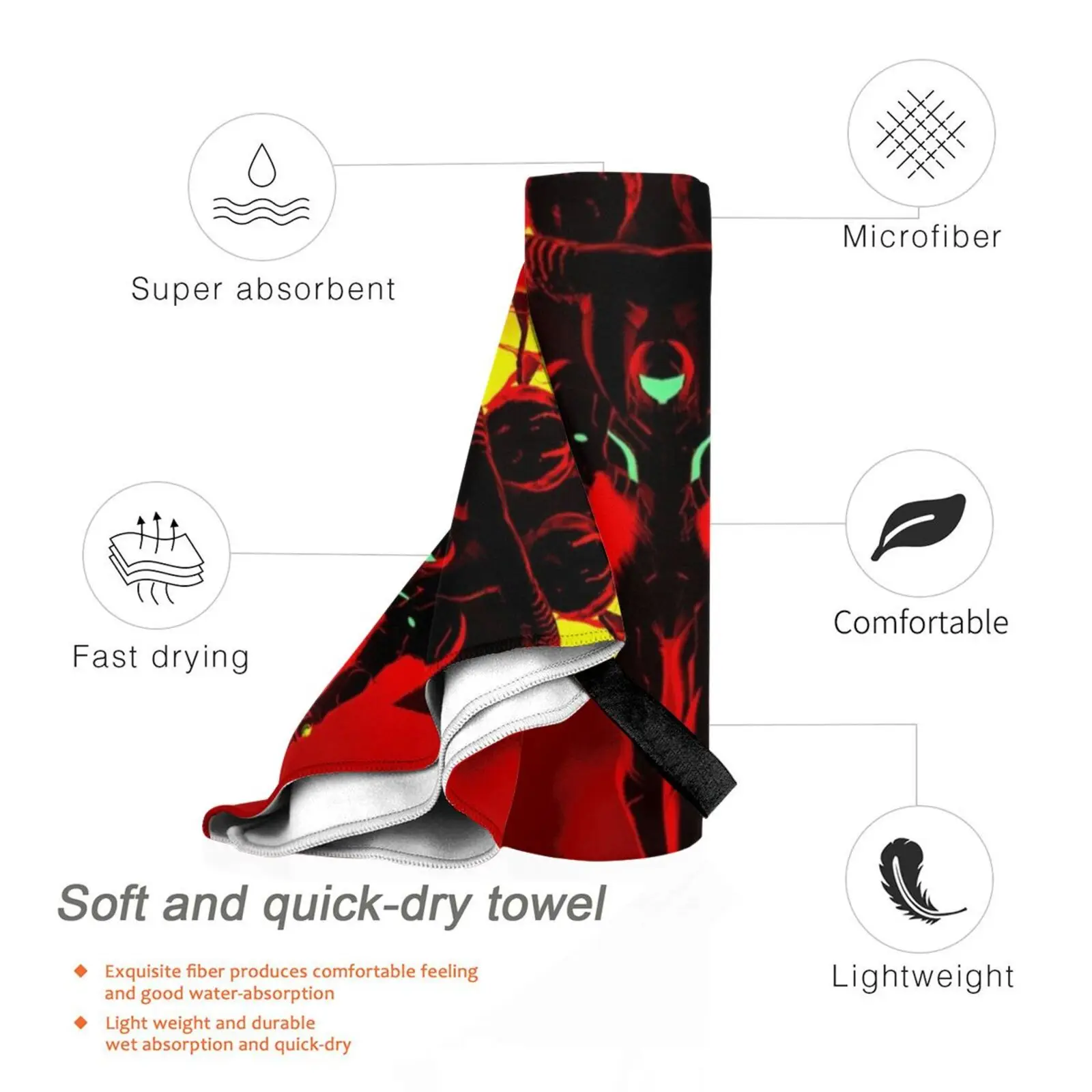 Samus And Metroid Bath Towel Beach Cushion Metroid Metroid Prime Samus Samus Aran Plow Girls Feminine Game view 3