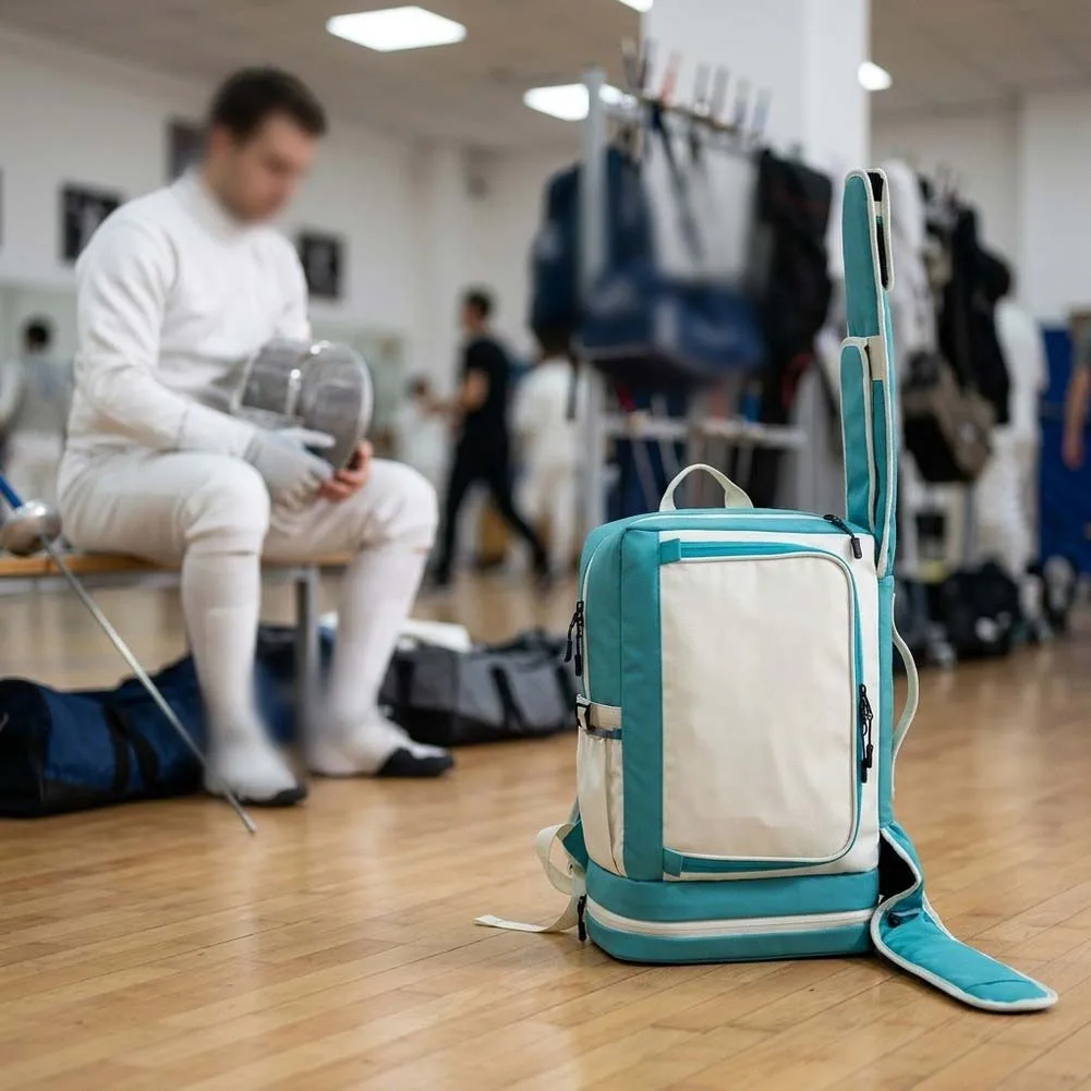 Fencing Backpack With Detachable Long Pouch For Sword Jacket Shoes Storage Bag Sports Training Competition-Gear Carry Case