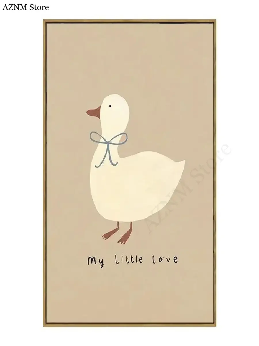 Boho Cartoon Animal Canvas Wall Art  Mouse Goose  Mushroom Themed Prints for Nursery  Kids Bedroom Decor