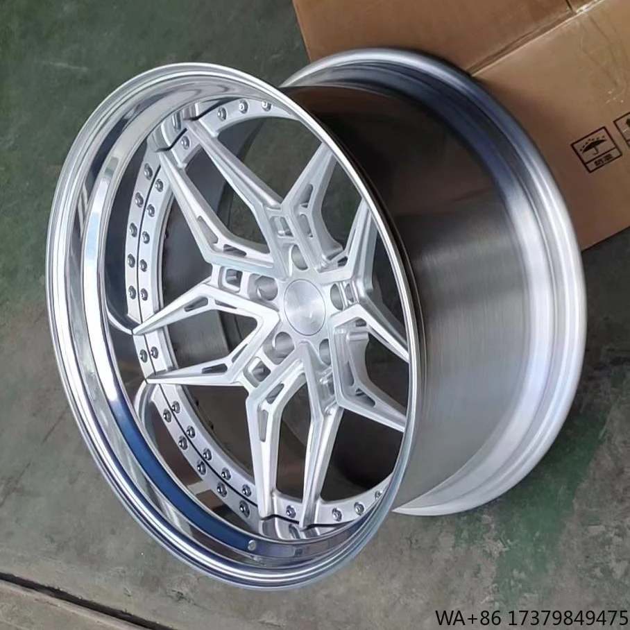 

Two Pieces Silver T6061 Polished Forged Rims Mesh Alloy Wheels 18 19 20 21 22 23 24 Inch 5X112 5X108 5X114.3 5X120 Hubs