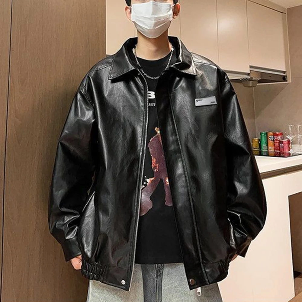 Mens Motorcycle Chic Pu Leather Jacket Streetwear Fashion Nightclub Rider Edgy Urban Outdoor Youth Trendy Jacket Men'S Wear 2026