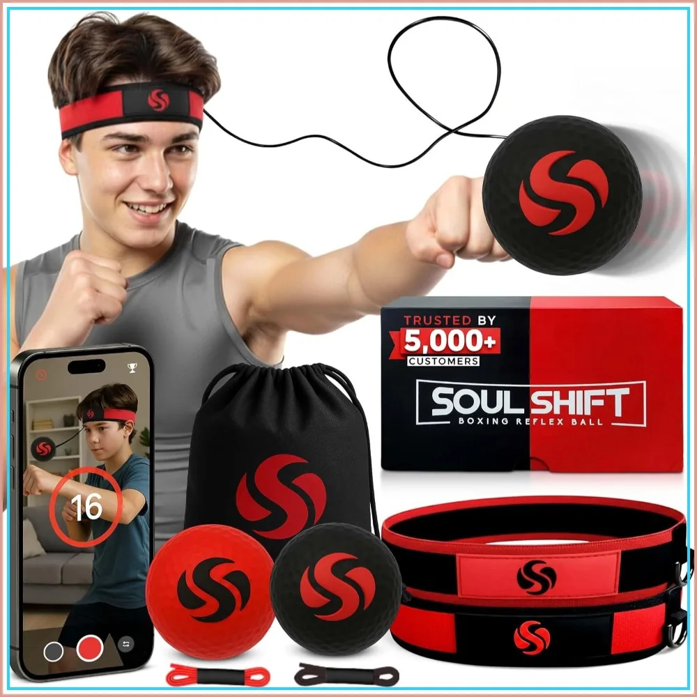 Boxing Reflex Ball Dual Set - 2 Headbands + 2 Balls + App for Speed & Agility Training Adults Kids