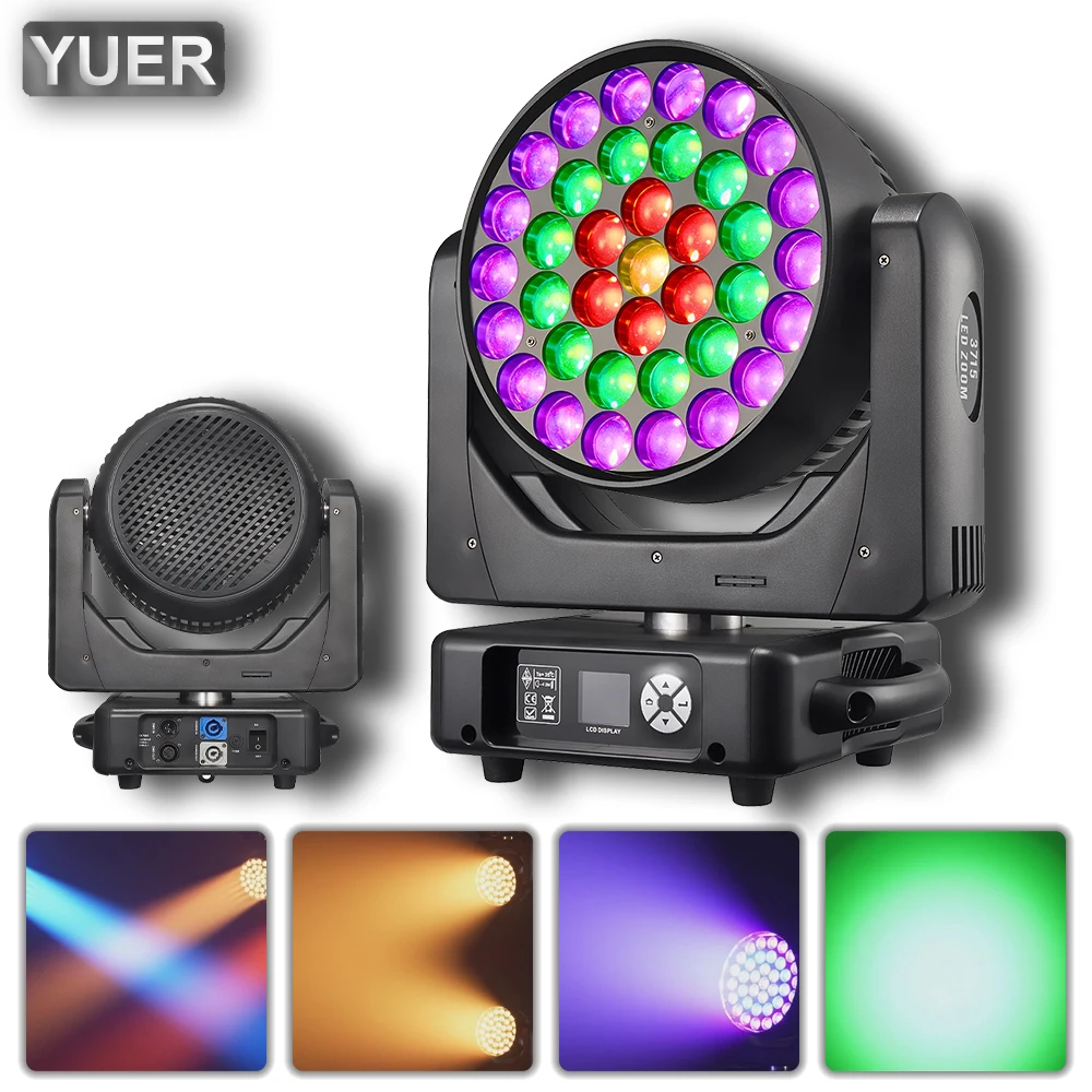 

High Power LED 37X15W RGBW 4IN1 Zoom Moving Head Light Beam Wash Effect DMX512 For DJ Party Wedding Nightclub Show Stage Effect