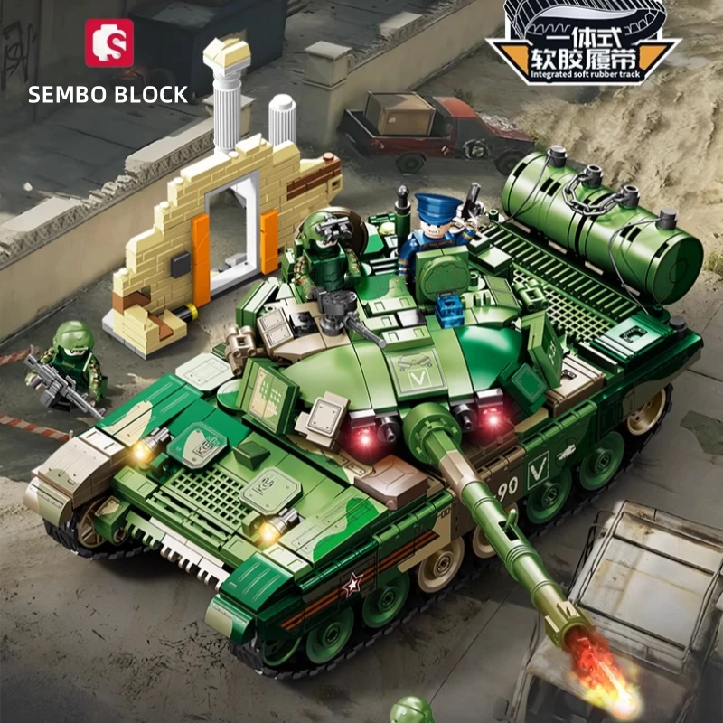 

New SEMBO BLOCK Building Blocks T-90 Main Battle Military Tanks Puzzle Puzzle Toys Model Ornaments Children's Gifts