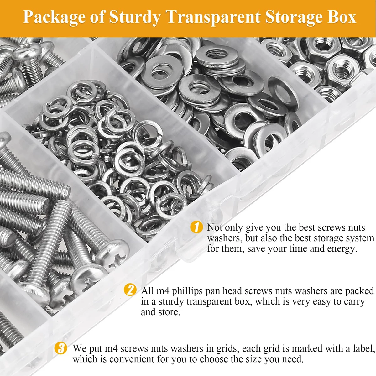 385 قطعة M4 x 5/6/8/10/12/16/20 مللي متر فيليبس شقة رئيس آلة المسمار الجوز غسالة كومبو عدة ، 304 الفولاذ المقاوم للصدأ ، موضوع كامل #5