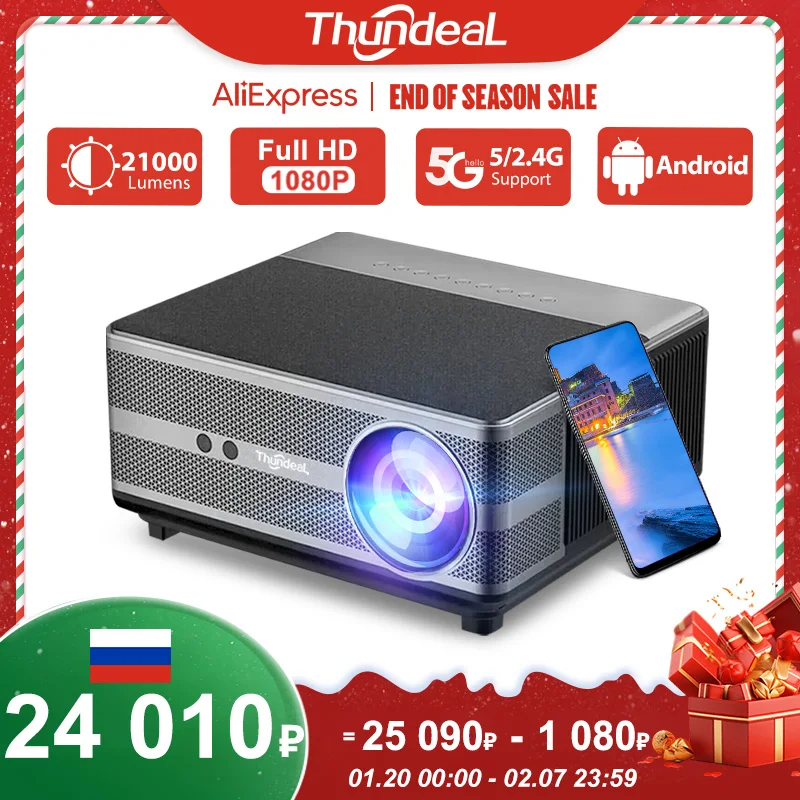 ThundeaL TD98 1080P Full HD Projector LED 4K WiFi Android Projector Auto Focus TD98W PK DLP 3D Video Smart Home Theater Beamer