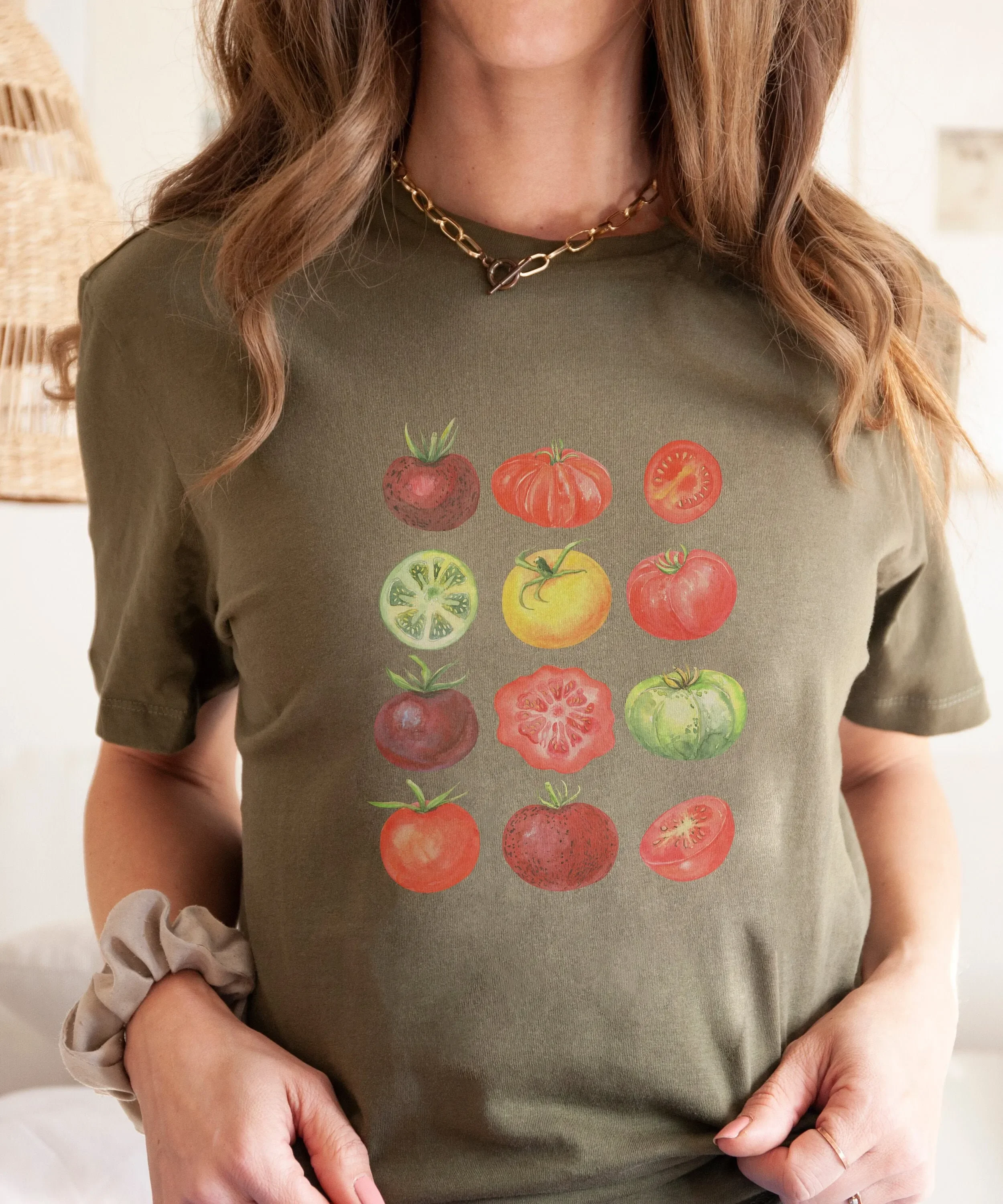 Tomaten-T-Shirt, Obst, botanisch, vegan, Feinschmecker, Gartenarbeit, Cottagecore, Gemüse, Aquarell