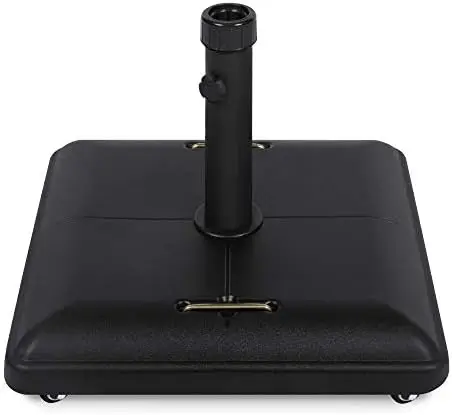 81-Pound Heavy Duty Square Concrete Rolling Outdoor Patio Umbrella Base Stand w/Locking Wheels, Handles