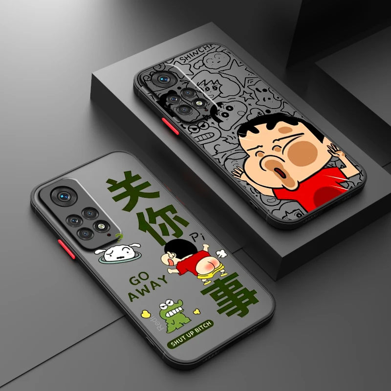 

Crayon Shin Chan Cartoon Cute Frosted Translucent For Redmi Note 13 12 12S 12T 11 11T 11E 10 10S 9 Pro Plus 5G Cover Phone Case