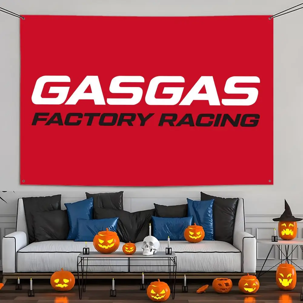 Gas-Gass Moto Fans Flags Aesthetic Wall Tapestry Printed Wall Hanging Living Room Party Outdoor Decor