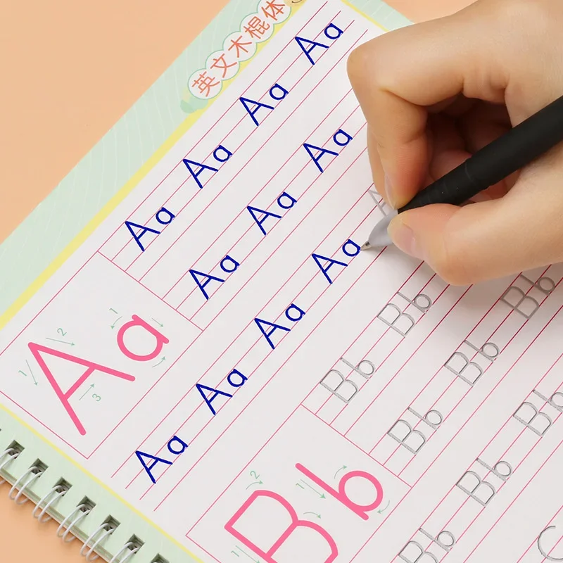 Reusable English Alphabet Copybook Drawing Toys Hand Writing Groove Auto Fades Educational Toys For Children Kids Montessori