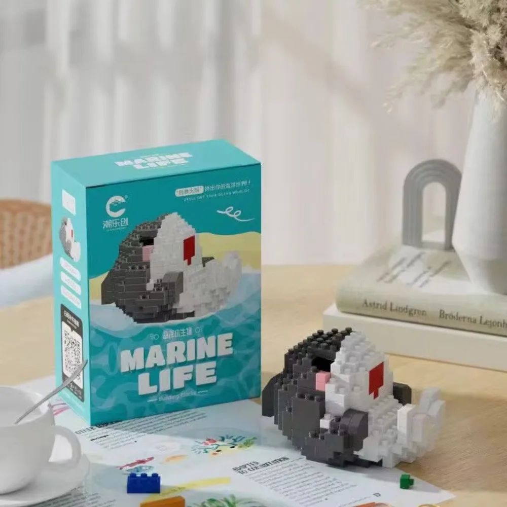 Creative Colorful Marine Organism Micro Building Blocks Real-life Unisex Mini Brick Figure Toys Marine Life Statue
