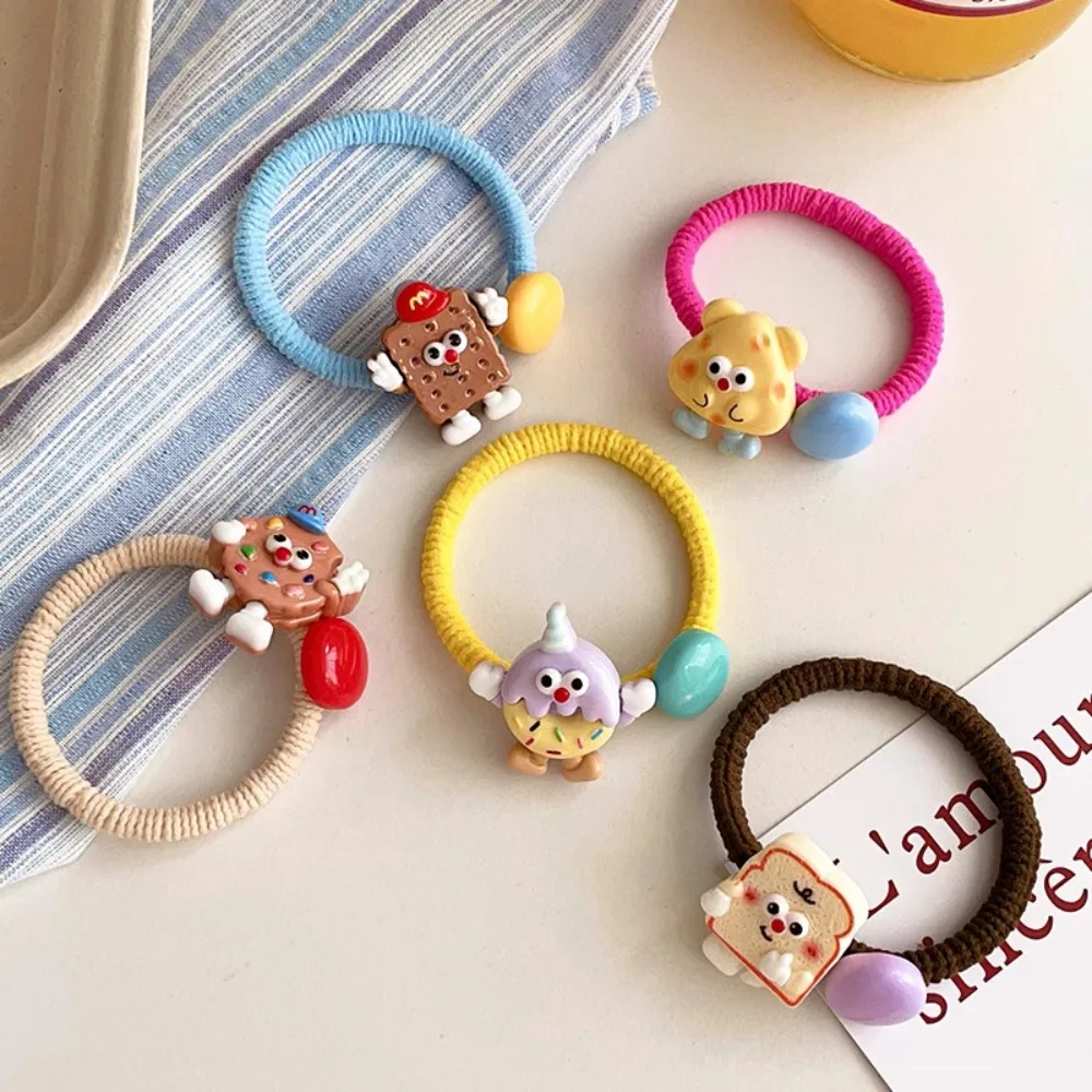 Fashion Weave Rope Cartoon Doll Hair Rope Anime High Elastic Cookie Scrunchie Ponytail Rope Hairbands Biscuit Hair Band Party