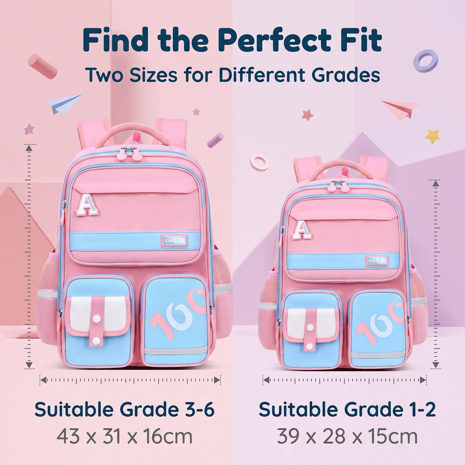 Girls Pink Purple School Backpack Ergonomic Spine Protection Kids Bookbag Primary School Bag Kindergarten Student Backpack