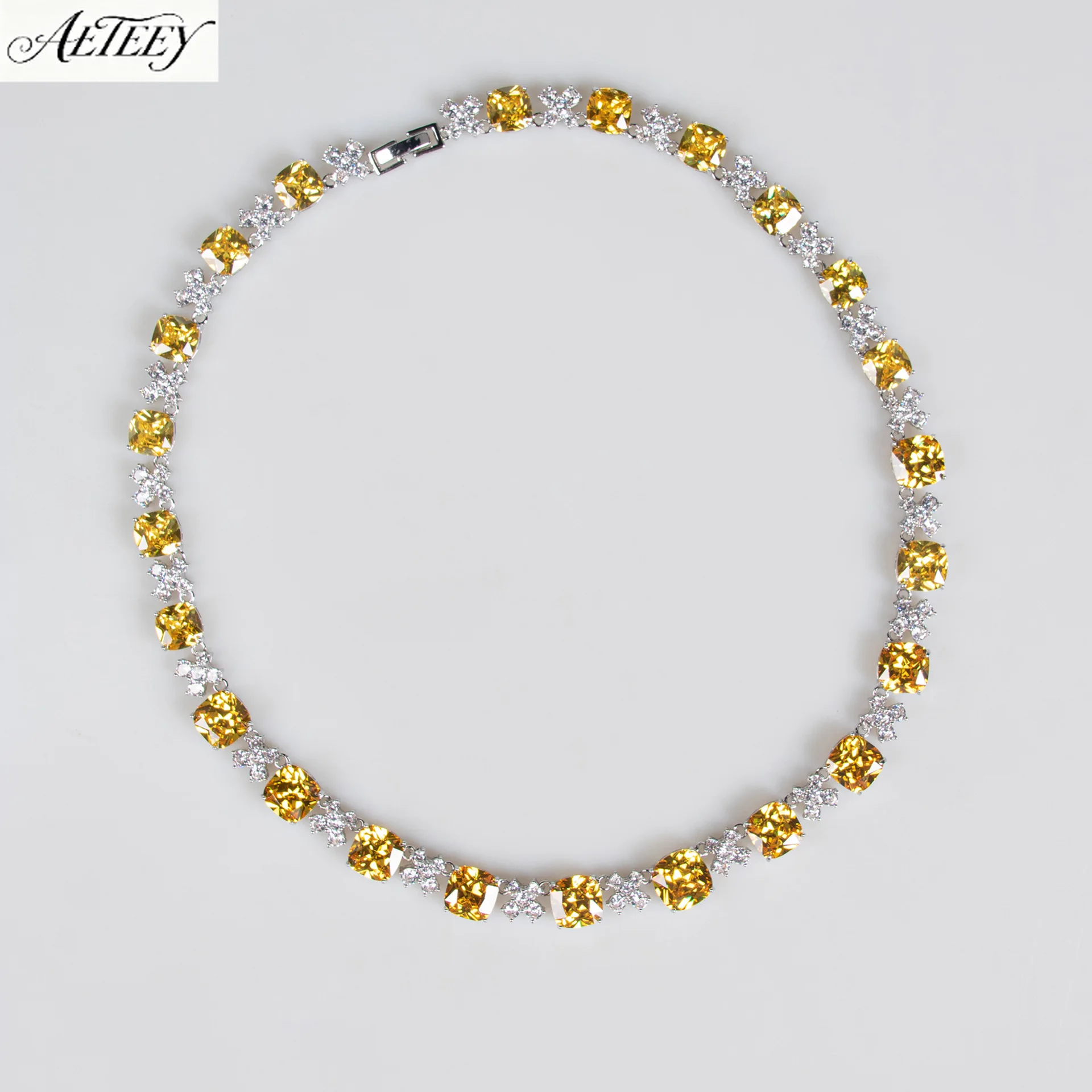 AETEEY Women Zircon Jewelry Set Necklace Earrings New Design High End Elegant Daily Wedding Accessories