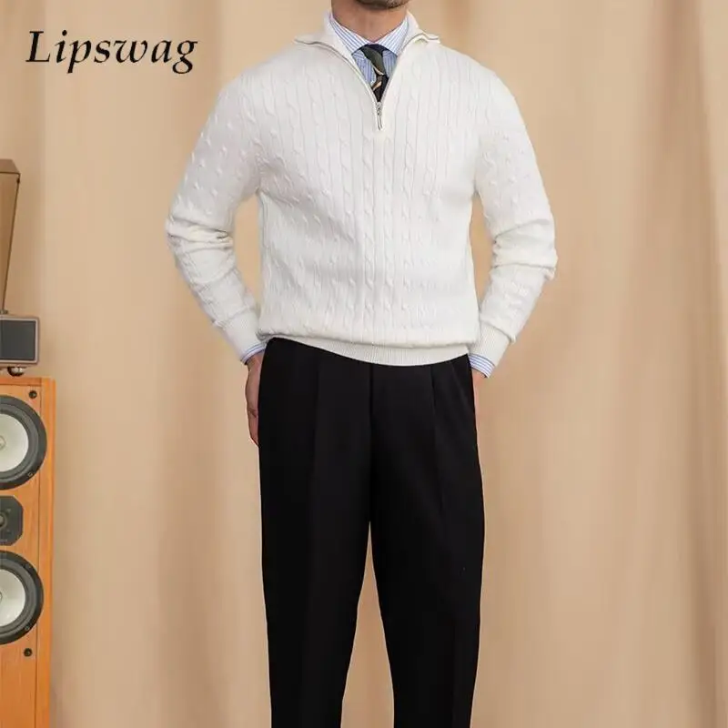 

Повседневные тонкие вязаные рубашки поло, мужская мода, вязаный крючком свитер для мужчин, весна-осень 202, модные однотонные вязаные джемперы