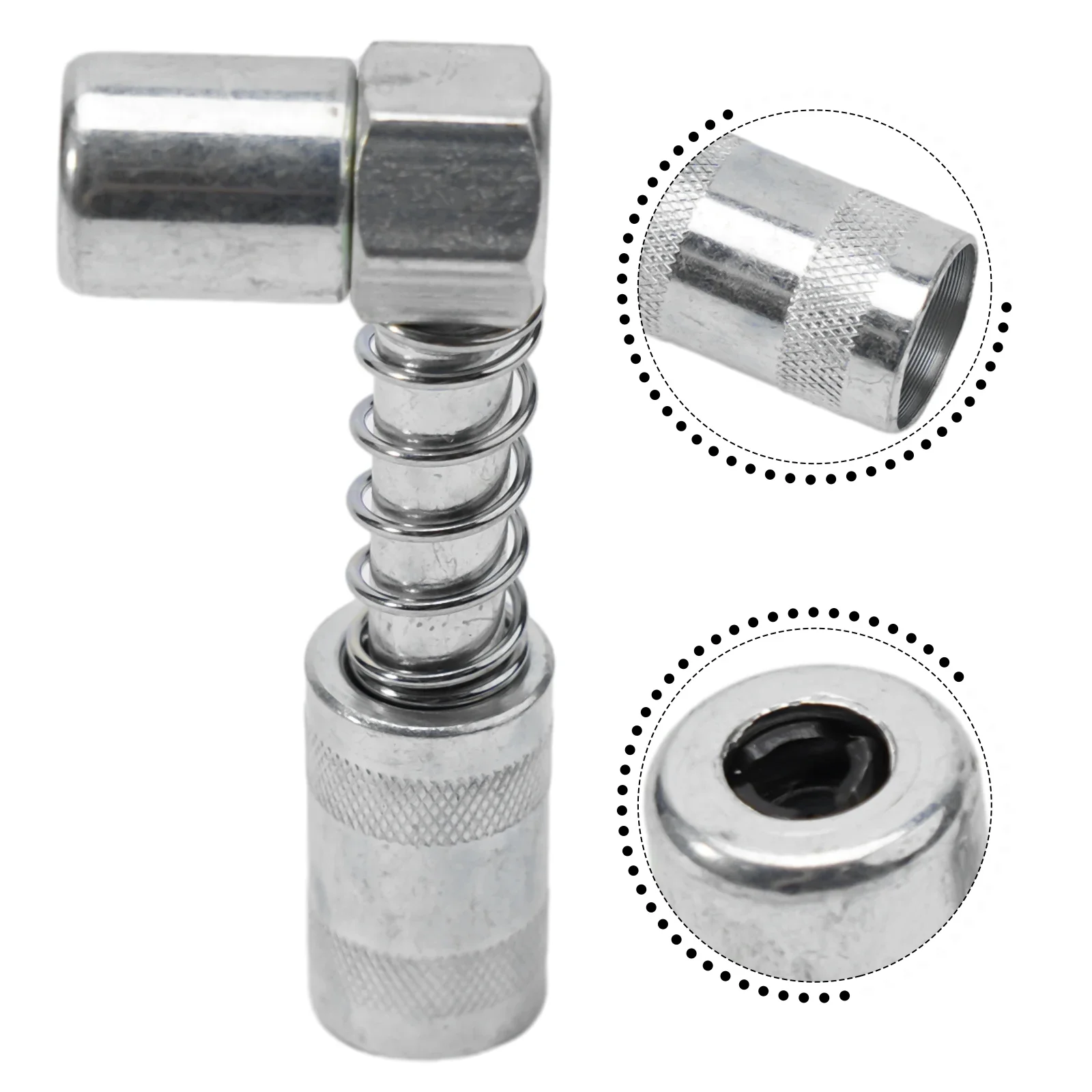 For Most Hand-operated 90 Degree GreaseNozzle Adapter Heavy Duty Silver 3 Jaw Coupler 3000-4500PSI Carbon Steel