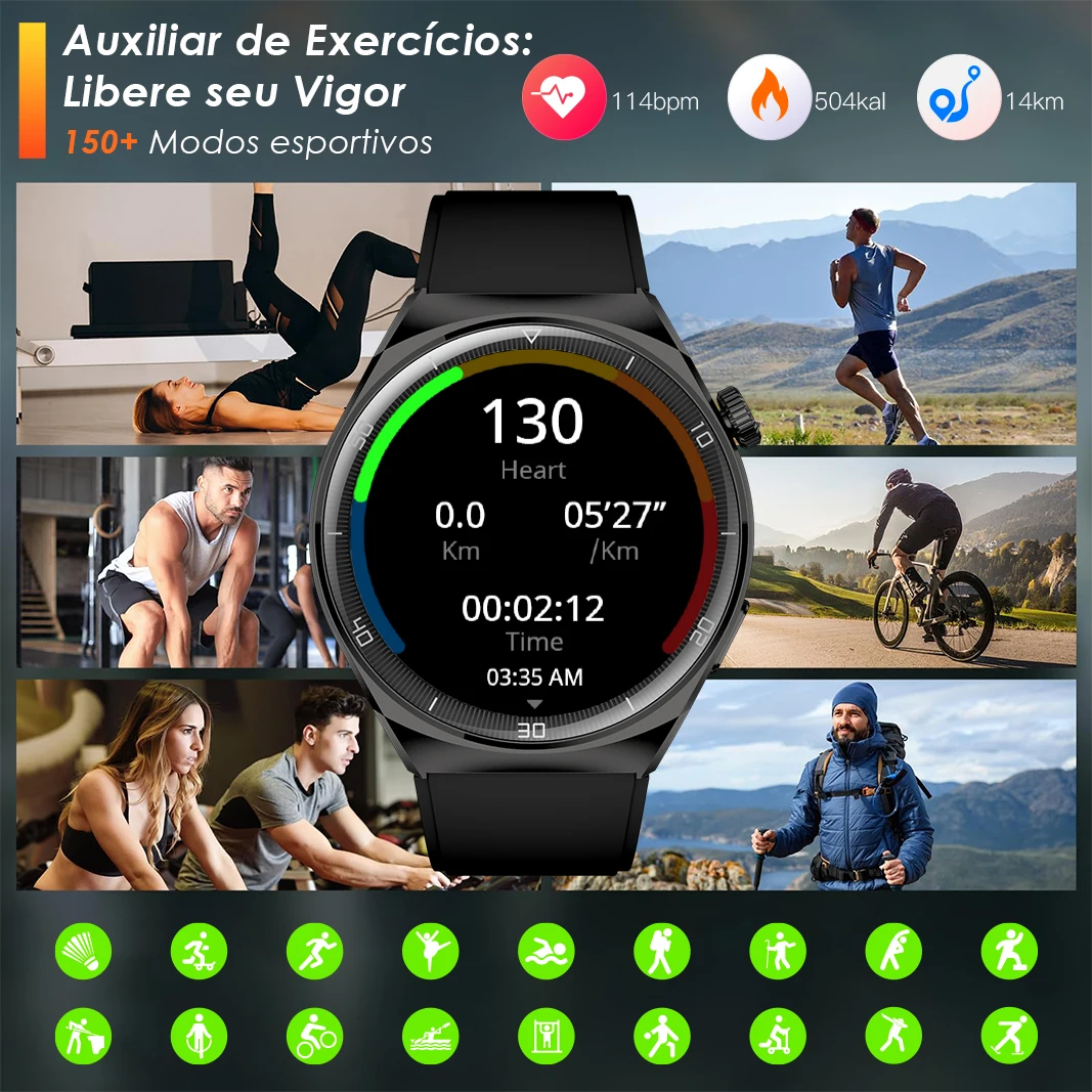 

Reloj inteligente con pantalla AMOLED, recordatorio de mensajes, control de música yotras funciones, compatible con ios /android