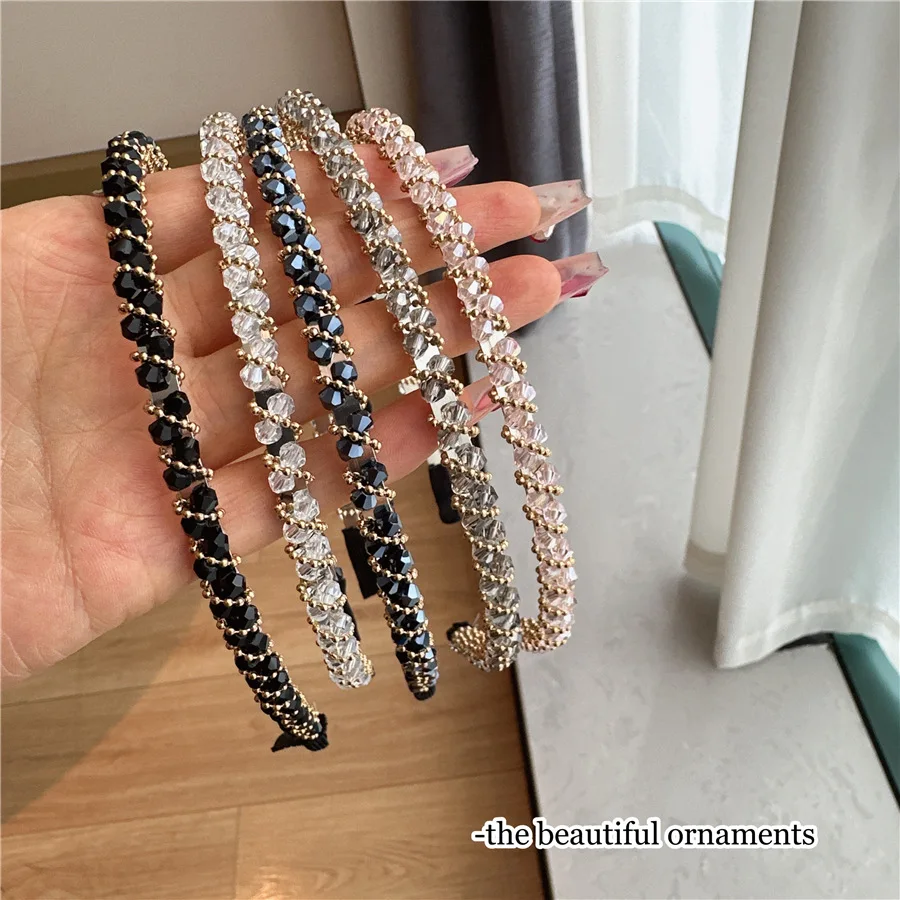 

Korean Crystal Bezel Women Headband Girls Vintage Hair Bands Wide Hairband Hoop for Wedding Party Hair Accessories