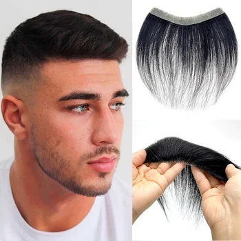 100% capelli umani da uomo 15 cm nero naturale PU V loop ant...