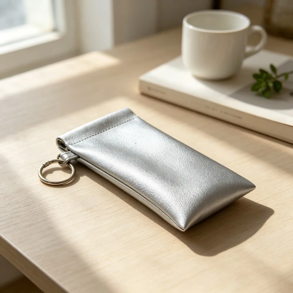 PU Leather Glasses Storage Bag Soft Waterproof Reading Glasses Pouch Hanging Automatic Closure Myopia Glasses Case