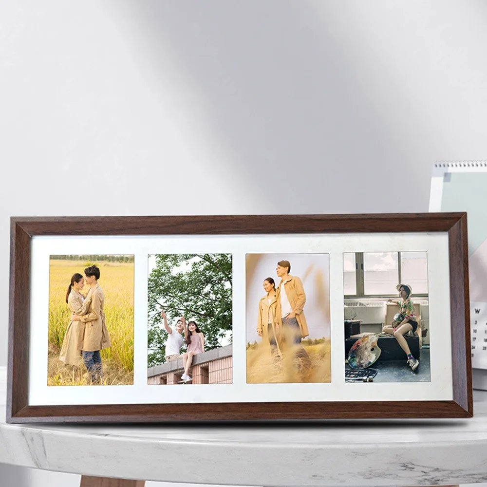 Marco de fotos moderno de 6 pulgadas, marco de fotos de madera con soporte, marcos de boda duraderos de alta definición, decoración de escritorio