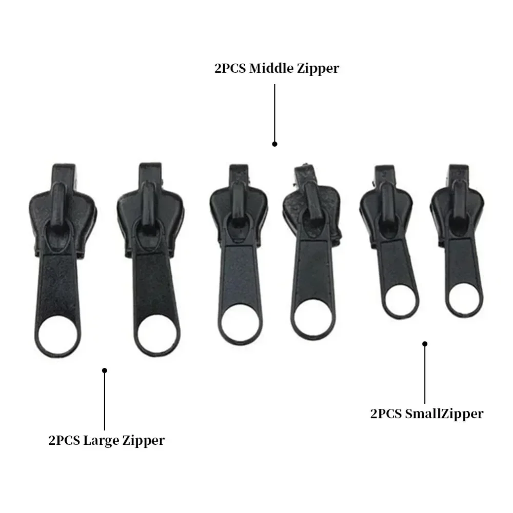 6pcs Instant Zipper Universal Instant Fix Zipper Repair Kit Replacement Zip Slider Teeth Rescue New Design for Sew Zipper Slider